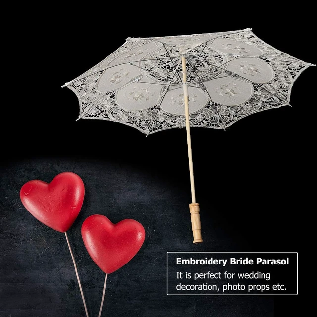 Alt view image 7 of 7 - Mini Handmade Lace Silk Embroidery Flower Umbrella (Smaller Than Your Imagination!!!!)(Just for Photography or Decor, not Practical for Raining Day)(L-Beige)