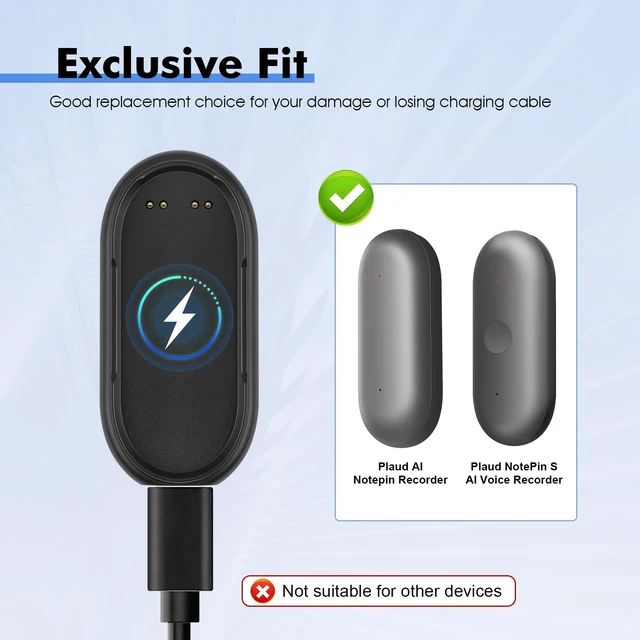 Alt view image 2 of 6 - Magnetic Charger Dock fits for Plaud NotePin & NotePin S AI Voice Recorder 3.3FT/1Mtr USB-C Fast Charging Cradle with Magnetic Adapter -Convenient Backup Carry-Out Power Cord Set