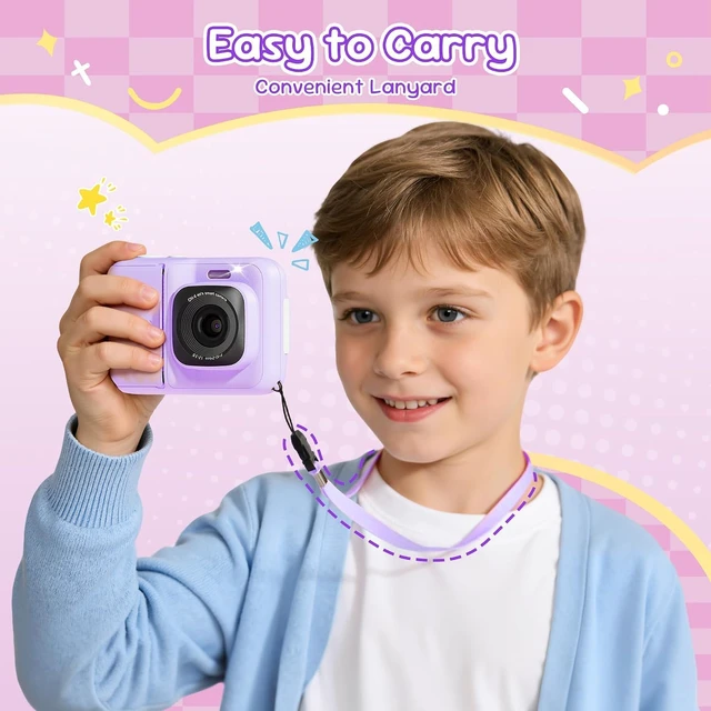 Alt view image 5 of 7 - Kids Camera Instant Print, 1080P with 32GB Card, Lavender Ideal Birthday & Christmas Gift For Boys & Girls Ages 3-12. Instant print camera with 3 rolls paper for kids Aged 3 To 12