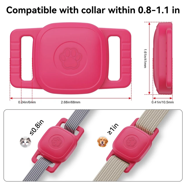 Alt view image 5 of 7 - 4-Pack Waterproof Dog Collar Holder for Tile Mate Tracker, Durable Silicone Life360 Tile Case for Cat &Pet Collars, Anti-Lost Full Body for Tile Cover, Black, Pink Punch, Blue, Orange