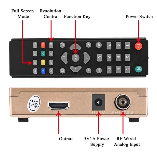 Alt view image 2 of 7 - RF to Converter, to RF Modulator, All Standard Converter Analog TV Receiver Adapter Remote Control 100 to 240V (US Plug 110V to 220V)