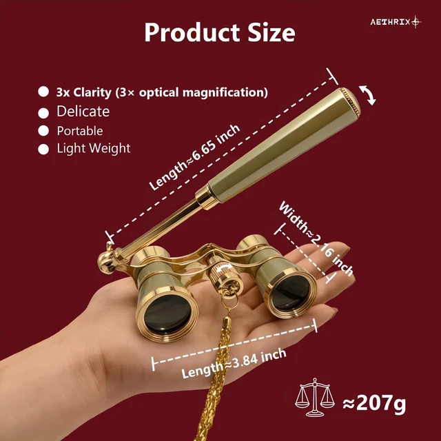 Alt view image 2 of 7 - 3X25 Opera Glasses for Women Theater Glasses for Concert with HD Optics Mini Compact Binoculars for with Retractable Handle & Exquisite Chain Vintage Portable Costume Binoculars for Musical Cinema