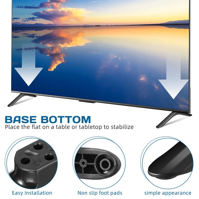 Alt view image 3 of 7 - 2 Pack Replacement TV Stand Legs with Anti-Slip Pads and 4 Screws Four-Hole Bottom Mount, For TVs with Matching Bottom-Mount Interface, 35mm Plate and Approx. 25 mm Outer-Hole Span
