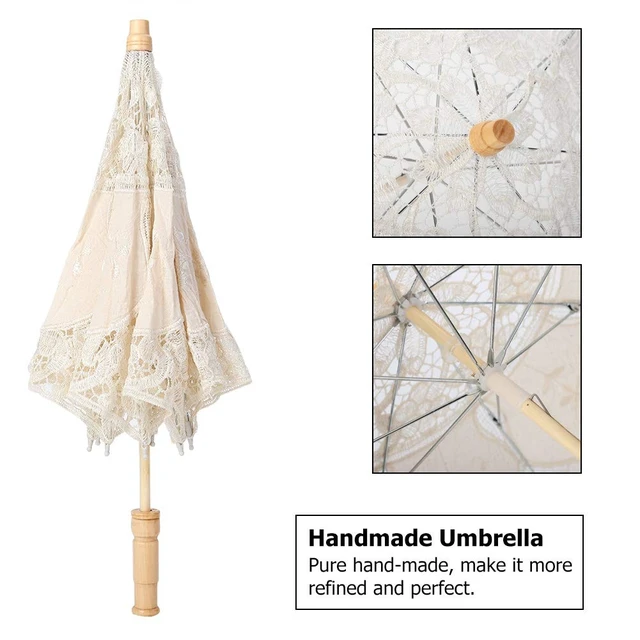 Alt view image 3 of 7 - Mini Handmade Lace Silk Embroidery Flower Umbrella (Smaller Than Your Imagination!!!!)(Just for Photography or Decor, not Practical for Raining Day)(L-Beige)