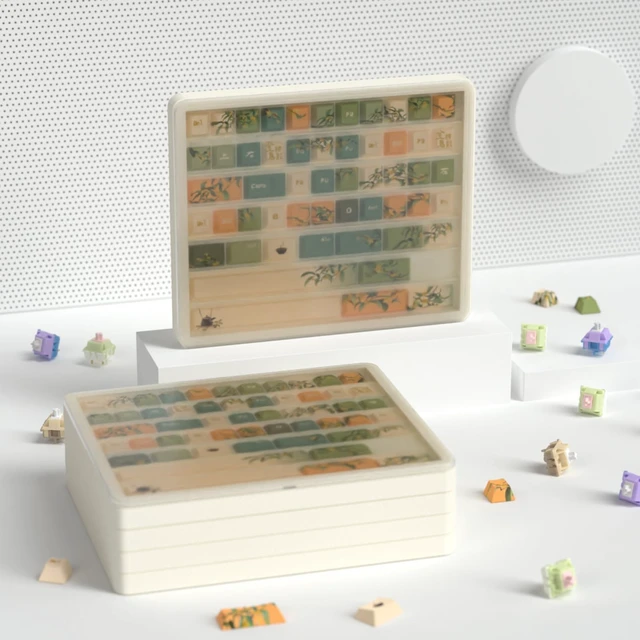 Alt view image 2 of 7 - Keycaps Storage Box, Keycaps Container,130 Keys Transparent Display Case Holds 7u Spacebar/Big Enter Key for XDA/Cherry/MOA/MAO Profile Mechanical Keyboard (White)