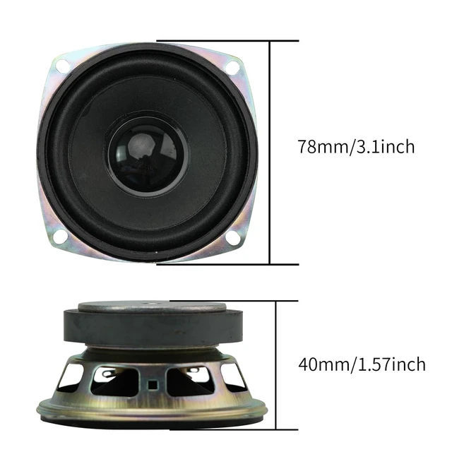 Alt view image 3 of 7 - 8Ohm/ 20W Speaker, DIY Horn Stereo Amplifier Accessories, Diameter 78MM/3.1inch, Height:40MM/1.57inch; with 20CM Terminal Wire. (2 Pack, Weight:378G)