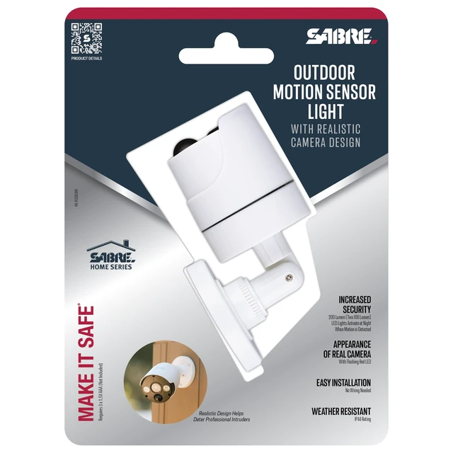 Alt view image 7 of 7 - Outdoor Motion Sensor Light with Realistic Camera Design, Two 100 Lumen LED Lights, Continuous Blinking LED Light, Weather-Resistant IP44 Design, Realistic Look, No Wiring Needed