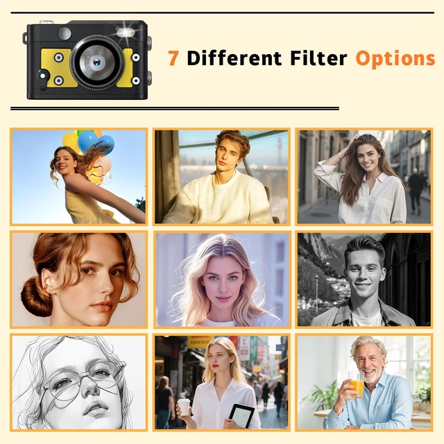 Alt view image 2 of 7 - Mini Retro Keychain Camera - 1080P FHD Tiny Digital Camera with 2MP Lens, 0.96" Screen & OTG Adapter with 16GB Card, Vintage Compact Camera Gift for Birthdays,Beginners,Kids (Yellow)