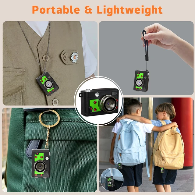 Alt view image 3 of 6 - Mini Retro Keychain Camera - 1080P FHD Tiny Digital Camera with 2MP Lens, 0.96" Screen & OTG Adapter with 16GB Card, Vintage Compact Camera Gift for Birthdays,Beginners,Kids (Green)