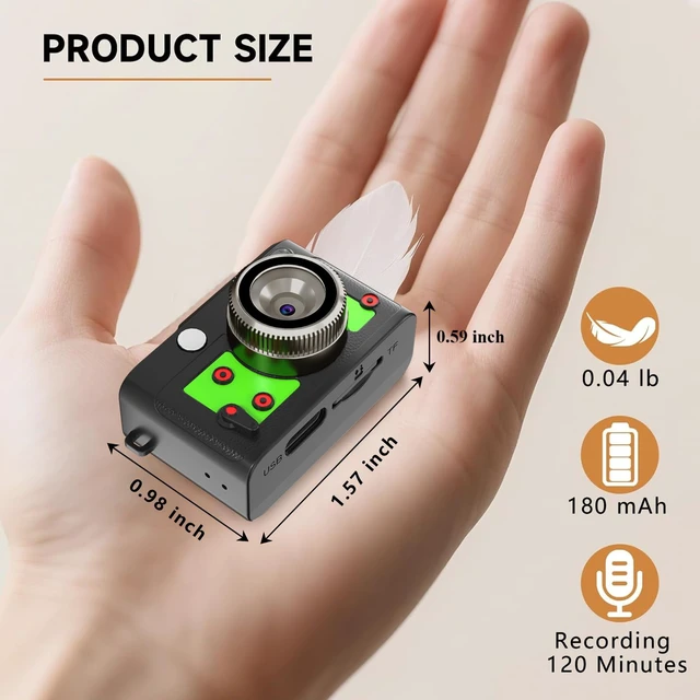 Alt view image 5 of 6 - Mini Retro Keychain Camera - 1080P FHD Tiny Digital Camera with 2MP Lens, 0.96" Screen & OTG Adapter with 16GB Card, Vintage Compact Camera Gift for Birthdays,Beginners,Kids (Green)