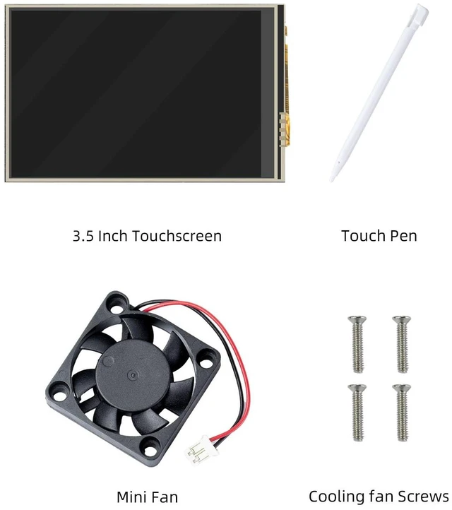 Alt view image 6 of 6 - 3.5 Inch Touchscreen for Raspberry Pi 5, 480 x 320 Pixel 60 FPS Mini Monitor with Stylus and Mini Fan for Raspberry Pi 3/4/5