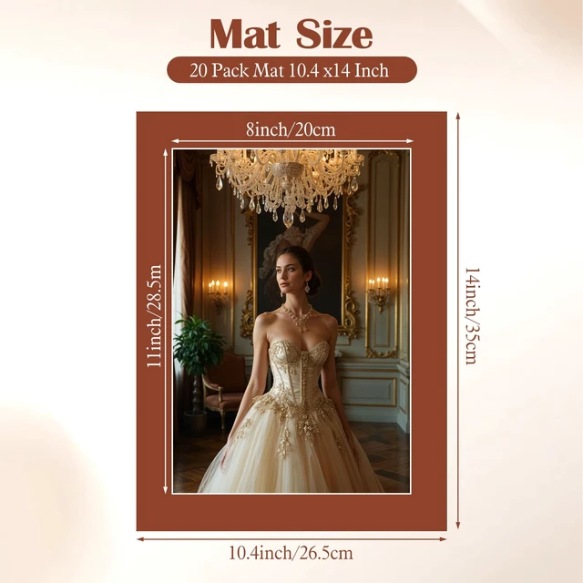 Alt view image 2 of 7 - 20 Pack Mixed Color Picture Mats, 10 x 14 Pre-Cut Acid Free Picture Mat for 8 x 11 Photos Artworks Prints with White Core Bevel Cut Framing Mats