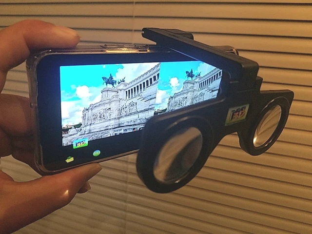 Alt view image 4 of 7 - Cellphone VR Glasses, Fold Flat with Phone, 3D SBS Viewer and Camera with Free App, Screen touchable During Viewing; iPhone, Android enjoy VR Headset & YouTube VR 3D SBS Videos, Screen up to 6.9"