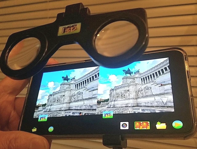 Alt view image 6 of 7 - Cellphone VR Glasses, Fold Flat with Phone, 3D SBS Viewer and Camera with Free App, Screen touchable During Viewing; iPhone, Android enjoy VR Headset & YouTube VR 3D SBS Videos, Screen up to 6.9"