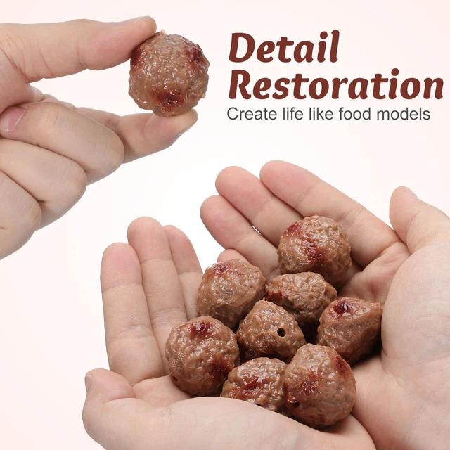 Alt view image 2 of 7 - Artificial Lifelike Beef Meatball Model 8 Pieces PVC Fake Food Props for Kitchen Decoration Photography Studio Realistic Simulation Meatballs 1.38 Inch