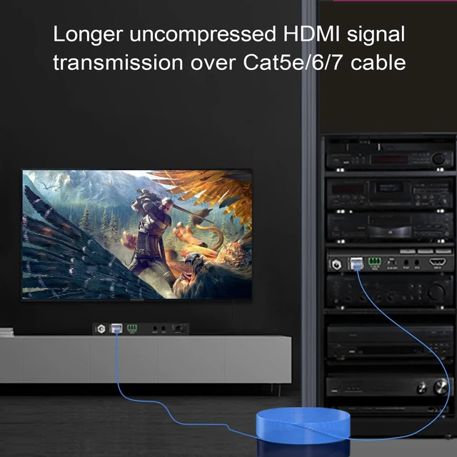 Alt view image 6 of 7 - HDMI Extender Over Ethernet 4k 60HZ Uncompressed 18G/BPS Over Single Cat5/6 up to 40m(165ft), RS232+POE+IR+HDCP2.2, HDR CEC EDID Management