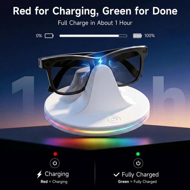Alt view image 3 of 7 - Charging Dock Compatible with Ray-Ban Meta Smart Glasses, White Compatible with Wayfarer, Skyler, Headliner & Oakley HSTN. Features LED power status light