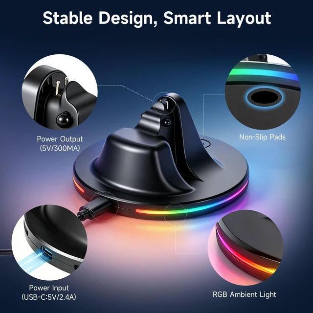Alt view image 6 of 7 - Charging Dock Compatible with Ray-Ban Meta Smart Glasses, Black Compatible with Wayfarer, Skyler, Headliner & Oakley HSTN. Features LED power status light
