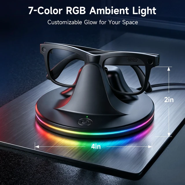 Alt view image 7 of 7 - Charging Dock Compatible with Ray-Ban Meta Smart Glasses, Black Compatible with Wayfarer, Skyler, Headliner & Oakley HSTN. Features LED power status light