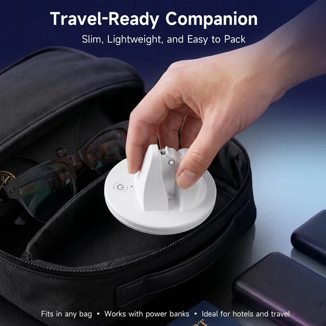 Alt view image 7 of 7 - Charging Dock Compatible with Ray-Ban Meta Smart Glasses, White Compatible with Wayfarer, Skyler, Headliner & Oakley HSTN. Features LED power status light