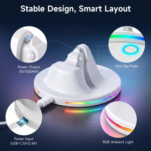 Alt view image 6 of 7 - Charging Dock Compatible with Ray-Ban Meta Smart Glasses, White Compatible with Wayfarer, Skyler, Headliner & Oakley HSTN. Features LED power status light