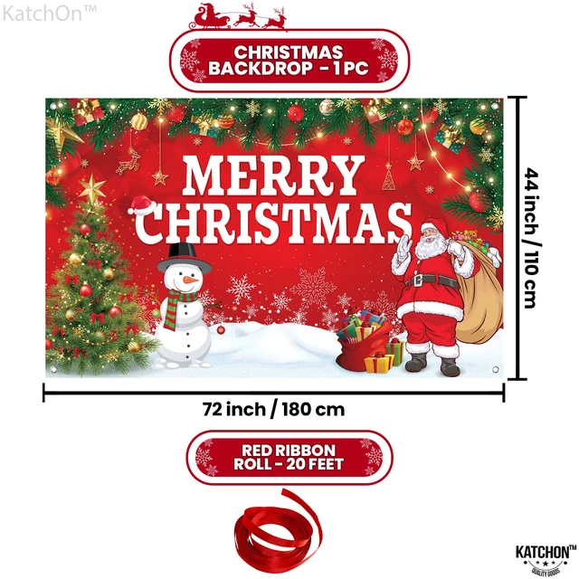 Alt view image 2 of 7 - Merry Christmas Banner for Christmas Decorations 72x44 Inch Xmas Backdrop for Holiday Party Decorations