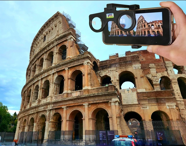 Alt view image 2 of 7 - Cellphone VR Glasses, Fold Flat with Phone, 3D SBS Viewer and Camera with Free App, Screen touchable During Viewing; iPhone, Android enjoy VR Headset & YouTube VR 3D SBS Videos, Screen up to 6.9"