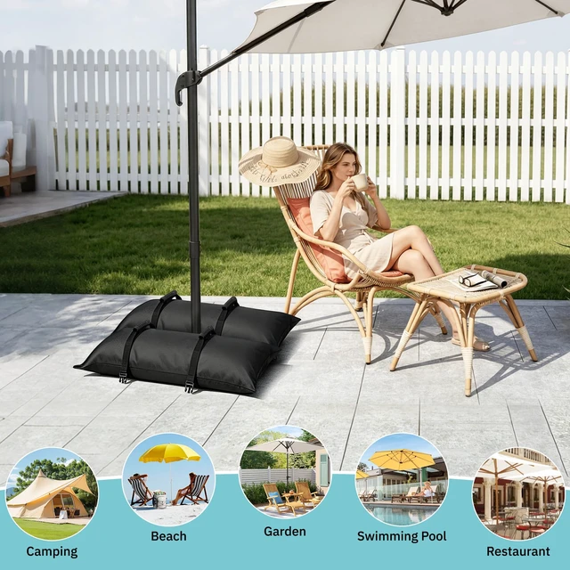 Alt view image 7 of 7 - 2 Pack Sand Bags for Weight, 50LBS Umbrella Base Weights Sandbags Durable Weight Sandbags for Patio Umbrella, Trampoline, Garden Furniture & Umbrella Stand Perfect for Outdoor Use