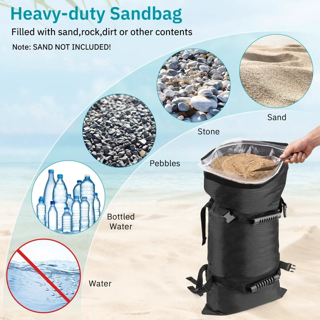 Alt view image 5 of 7 - 2 Pack Sand Bags for Weight, 50LBS Umbrella Base Weights Sandbags Durable Weight Sandbags for Patio Umbrella, Trampoline, Garden Furniture & Umbrella Stand Perfect for Outdoor Use