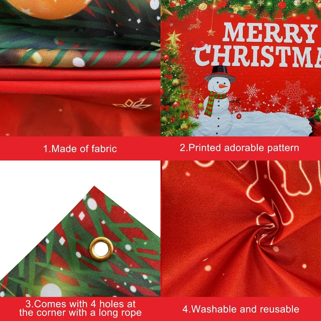 Alt view image 3 of 7 - Merry Christmas Banner for Christmas Decorations 72x44 Inch Xmas Backdrop for Holiday Party Decorations