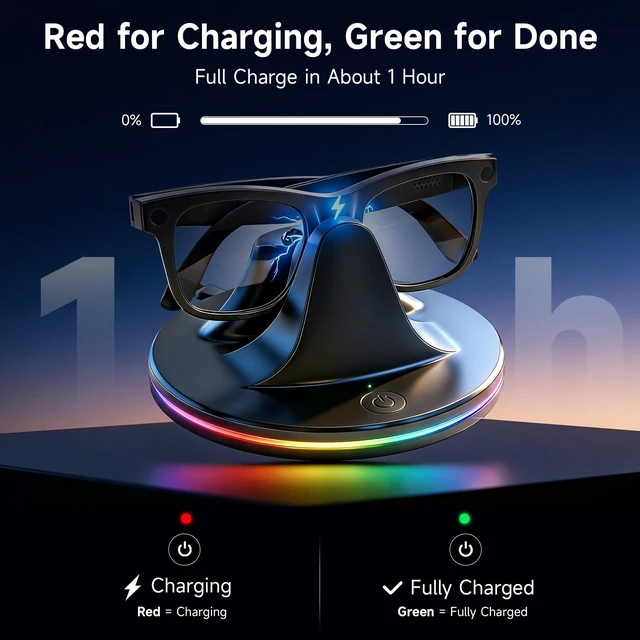 Alt view image 4 of 7 - Charging Dock Compatible with Ray-Ban Meta Smart Glasses, Black Compatible with Wayfarer, Skyler, Headliner & Oakley HSTN. Features LED power status light