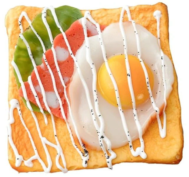 Main image of 1Pcs Artificial Fried Egg Toast Simulation Bread Model Bakery Photo Props Showcase Prop Fake Toast Kitchen Props Toast Decor Fake Bread Pu Toast Model Home Supplies (Lettuce and Egg Toast)