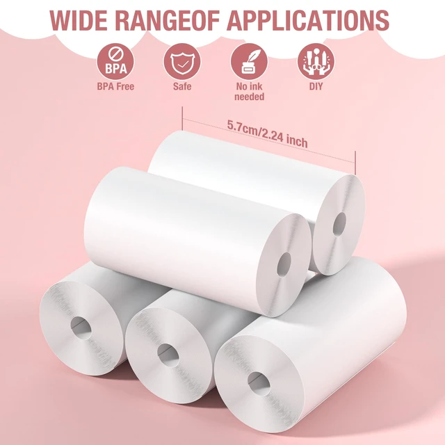 Alt view image 2 of 7 - Kids Instant Camera Refill Print Paper-5 Rolls for Kids Instant Print Camera,HD Printing Thermal Print Paper Set Portable Refill Print Paper