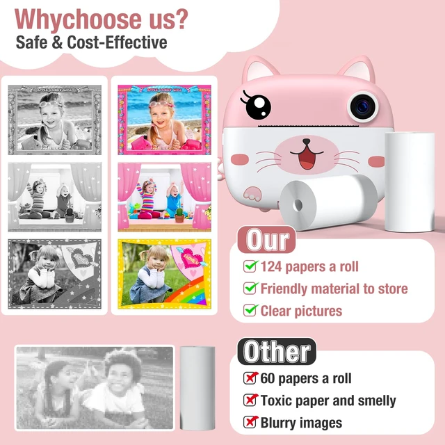 Alt view image 6 of 7 - Kids Instant Camera Refill Print Paper-5 Rolls for Kids Instant Print Camera,HD Printing Thermal Print Paper Set Portable Refill Print Paper