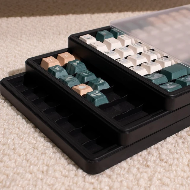 Alt view image 6 of 7 - Keycaps Storage Box,Keycaps Container,130 Keys Transparent Display Case Holds 7u Spacebar/Big Enter Key for XDA/Cherry/MOA/MAO Profile Mechanical Keyboard (Black)