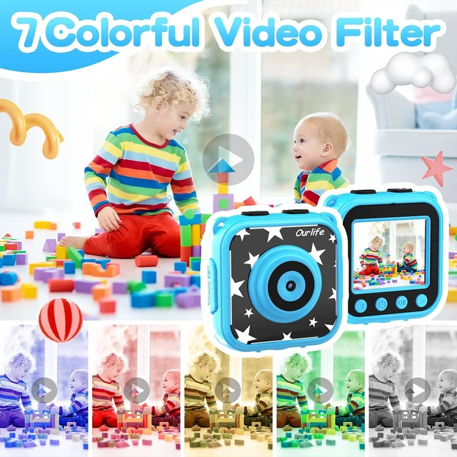 Alt view image 3 of 7 - Kids Waterproof Camera, Under Water Digital Camera(No SD Card) Christmas Birthday Gifts for Kids Underwater Sports Camcorder 1.77 Inch Screen for 3-12 Year Old(Navy Blue)