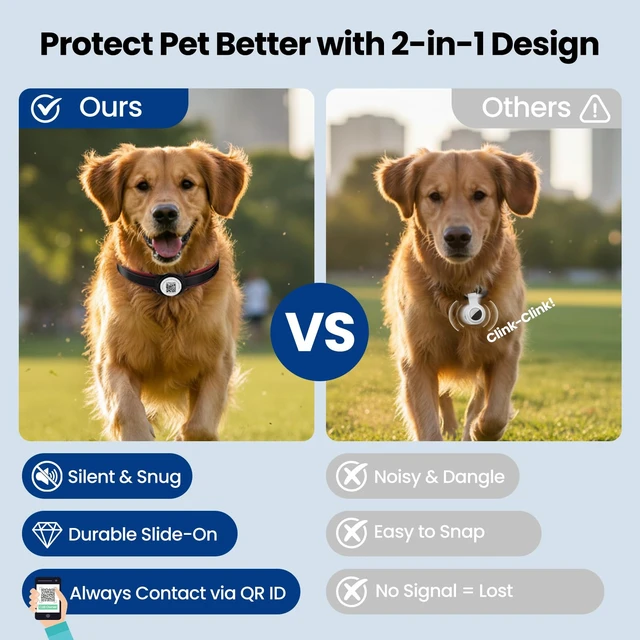 Alt view image 2 of 7 - for AirTag Dog Collar Holder, Waterproof Smart QR Code Holder for Cats and Dogs, for AirTag Protective Cases - Scan Alert, Instant Location, Pet Online Profile, Contacts Info (1 Pack, Black)