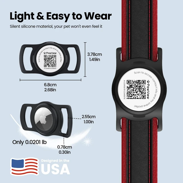 Alt view image 6 of 7 - for AirTag Dog Collar Holder, Waterproof Smart QR Code Holder for Cats and Dogs, for AirTag Protective Cases - Scan Alert, Instant Location, Pet Online Profile, Contacts Info (1 Pack, Black)
