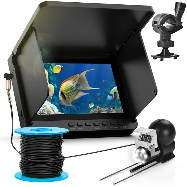 Main image of Underwater Fishing Camera, 5-Inch IPS 1080 HD 100FT for Ice Fishing 220° Wide-Angle View, 6000mAh Battery, 8 IR LEDs, IP68 Waterproof, 30KG Cable, Fish Finder for Ice Lake Boat