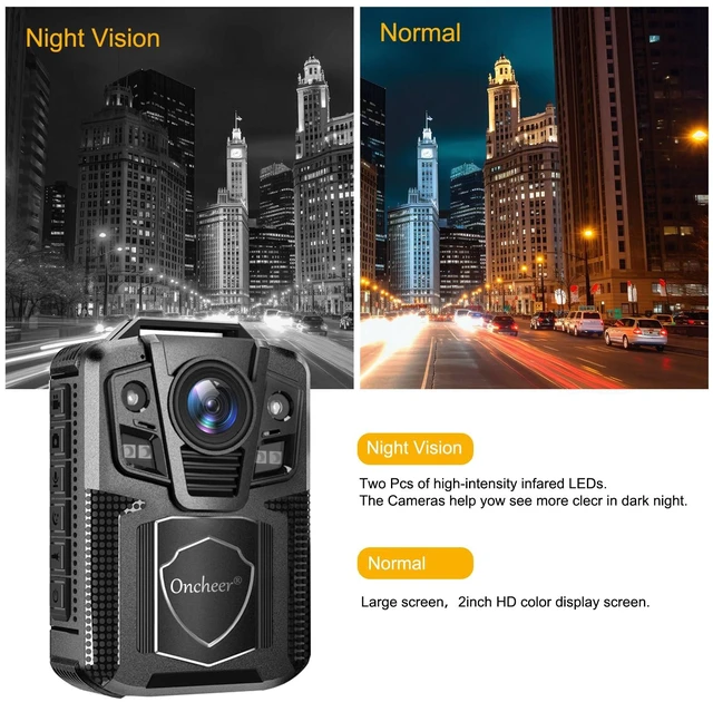 Alt view image 4 of 7 - 1080P Patrol Police Infrared Night Vision Body Camera with 64G Kingston SD Card, Shoulder & Waist Clip, Vedio Audio Recorder Bodycam, 24H Record for Law Enforcement Security Outwork