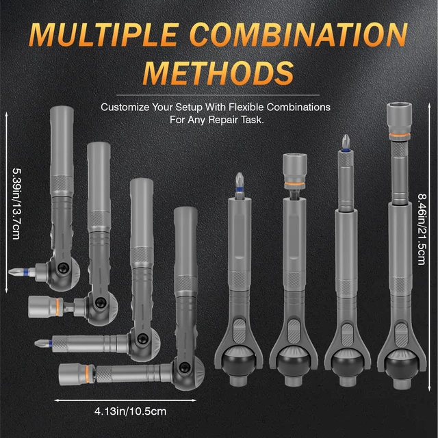 Alt view image 4 of 7 - 40 in 1 Magnetic Ratchet Screwdriver Set, Multi Bit Screwdriver Kit with 180° Adjustable Handle, S2 Bits and CR-V Socket Sets, Portable Tools for Computer, Electronics, Bike and Home Repair