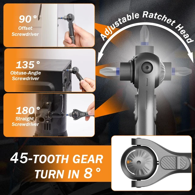 Alt view image 5 of 7 - 40 in 1 Magnetic Ratchet Screwdriver Set, Multi Bit Screwdriver Kit with 180° Adjustable Handle, S2 Bits and CR-V Socket Sets, Portable Tools for Computer, Electronics, Bike and Home Repair