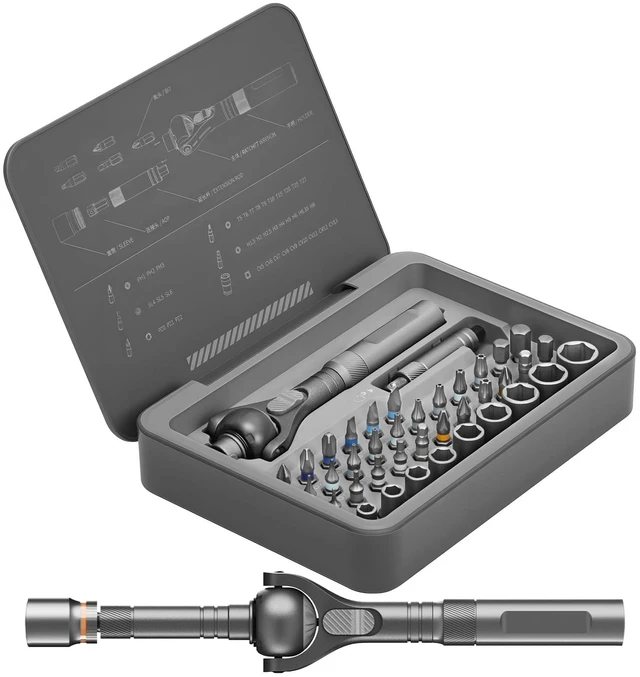Main image of 40 in 1 Magnetic Ratchet Screwdriver Set, Multi Bit Screwdriver Kit with 180° Adjustable Handle, S2 Bits and CR-V Socket Sets, Portable Tools for Computer, Electronics, Bike and Home Repair