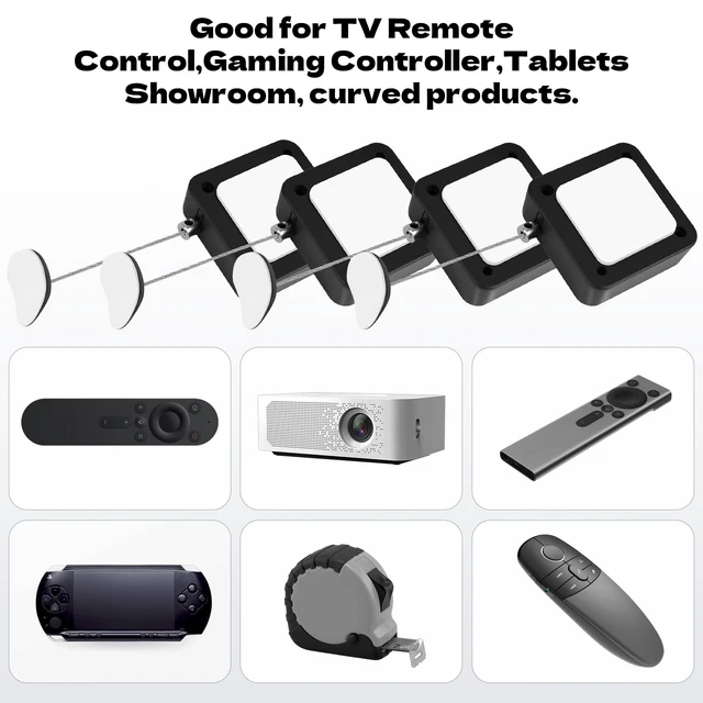 Alt view image 4 of 6 - 2pcs Remote Control Tether, 6.5 Ft TV Remote Control Leash, Retractable Safety Lock with Adjustable Lock Strap for TV Remotes, Game Controllers, Tablets and Showrooms