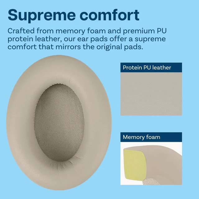 Alt view image 3 of 5 - Ear Pads Replacement for Sony WH-1000XM4 Noise Cancelling Headphone by - Memory Foam and Protein PU Ear Pad Cushions - Noise Isolation Earpads Replacement - Silver