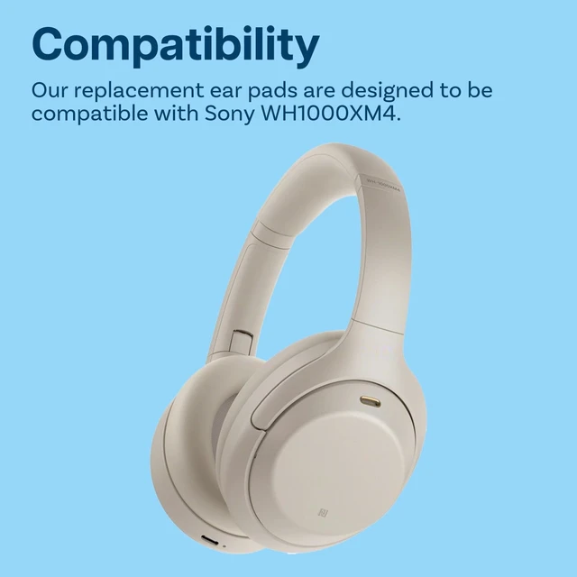 Alt view image 4 of 5 - Ear Pads Replacement for Sony WH-1000XM4 Noise Cancelling Headphone by - Memory Foam and Protein PU Ear Pad Cushions - Noise Isolation Earpads Replacement - Silver