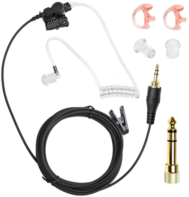 Main image of Universal IFB Earpiece 3.5mm Anchor Broadcaster in Ear Monitor On Camera On Stage Professional Earset for iPhone Android Clear-Com Comrex Telex Lecstronics w/ 1/4'' Connector - Black