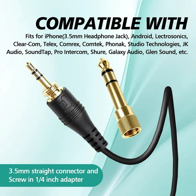 Alt view image 2 of 7 - Universal IFB Earpiece 3.5mm Anchor Broadcaster in Ear Monitor On Camera On Stage Professional Earset for iPhone Android Clear-Com Comrex Telex Lecstronics w/ 1/4'' Connector - Black
