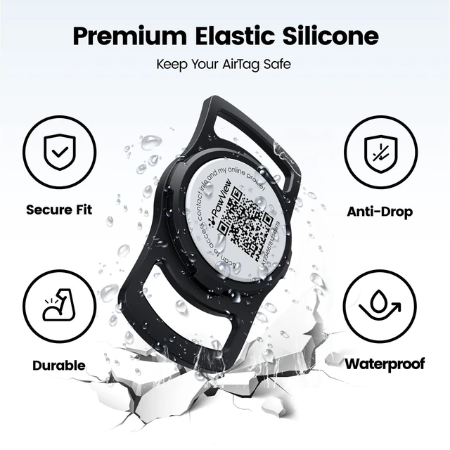 Alt view image 5 of 7 - for AirTag Dog Collar Holder, Waterproof Smart QR Code Holder for Cats and Dogs, for AirTag Protective Cases - Scan Alert, Instant Location, Pet Online Profile, Contacts Info (1 Pack, Black)