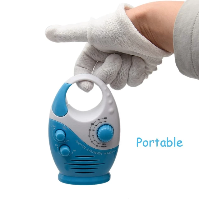 Alt view image 6 of 7 - Shower Radio, Bathroom Radio AM FM, Waterproof Hanging Shower Radio Adjustable Volume Blue